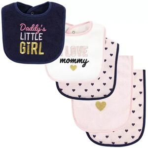 Hudson Baby Infant Girls Cotton Terry Bib and Burp Cloth Set, Daddys Little Girl, One Size, Med Pink