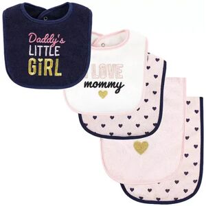 Hudson Baby Infant Girls Cotton Terry Bib and Burp Cloth Set, Daddys Little Girl, One Size, Med Pink