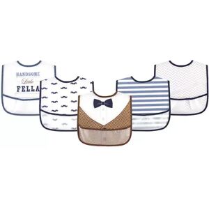 Little Treasure Baby Boy Waterproof PEVA Bibs 5pk, Handsome Fella, One Size, Red/Coppr