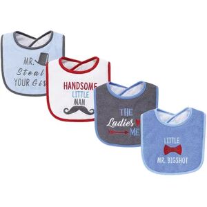 Hudson Baby Infant Boy Cotton Terry Drooler Bibs with Fiber Filling 4pk, The Ladies Love Me, One Size, Brt Blue