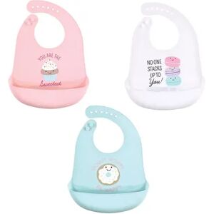 Hudson Baby Infant Girl Silicone Bibs 3pk, Sweetest Cupcake, One Size, Med Pink