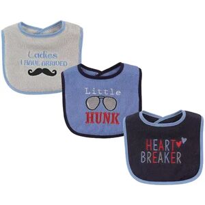 Luvable Friends Baby Boy Cotton Drooler Bibs with Fiber Filling 3pk, Hunk, One Size, Brt Blue