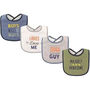 Luvable Friends Baby Boy Cotton Drooler Bibs with Fiber Filling 4pk, Handsome, One Size, Green