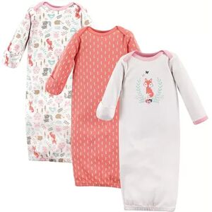 Hudson Baby Infant Girl Cotton Long-Sleeve Gowns 3pk, Woodland Fox, 0-6 Months, Infant Girl's, White