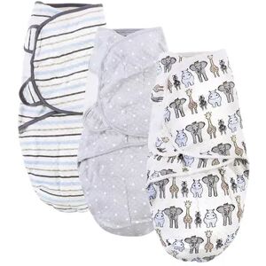 Hudson Baby Infant Boy Quilted Cotton Swaddle Wrap 3pk, Royal Safari, Infant Boy's, Size: 0-3 Months, Grey