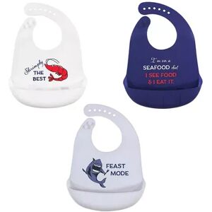 Hudson Baby Infant Boy Silicone Bibs 3pk, Seafood, One Size, Brt Blue