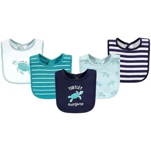 Hudson Baby Infant Boys Cotton Bibs, Sea Turtle, One Size, Brt Blue