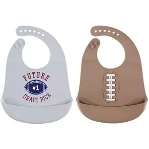 Hudson Baby Infant Boy Silicone Bibs 2pk, Football, One Size, Brt Blue