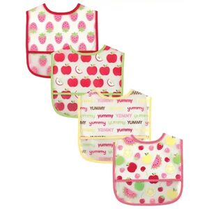 Luvable Friends Baby Girl Waterproof PEVA Bibs 4pk, Pink, One Size, Med Pink