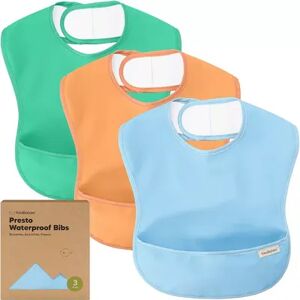 KeaBabies 3-Pack Waterproof Baby Bibs for Eating, Lightweight, Mess Proof Toddler Bibs with Food Catcher, Basics