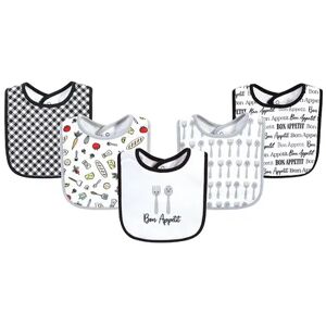 Hudson Baby Unisex Baby Cotton Bibs, Bon Appetit, One Size, Grey