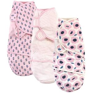 Touched by Nature Baby Girl Organic Cotton Swaddle Wraps, Blossoms, 0-3 Months, Med Pink