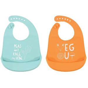 Hudson Baby Infant Silicone Bibs 2pk, Kale, One Size, Drk Orange