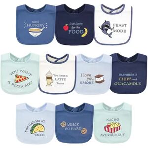 Hudson Baby Infant Boy Cotton Bibs, Food Puns Boy, One Size, Brt Blue