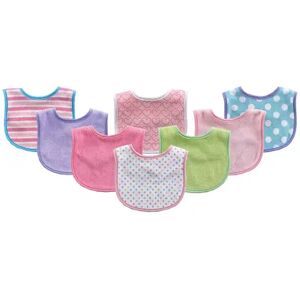 Luvable Friends Baby Girl Cotton Terry Bibs 8pk, Pink, One Size, Med Pink