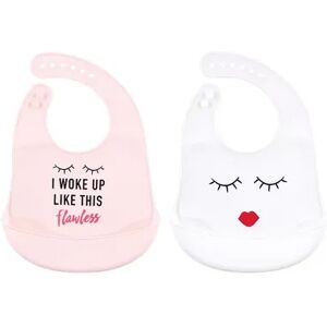 Little Treasure Baby Girl Silicone Bibs 2pk, Flawless, One Size, Med Pink