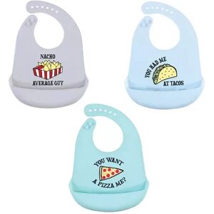 Hudson Baby Infant Boy Silicone Bibs 3pk, Fast Food, One Size, Brt Blue