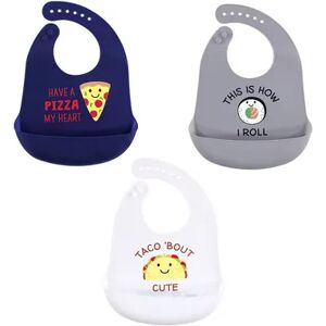 Hudson Baby Infant Silicone Bibs 3pk, Pizza, One Size, Brt Blue