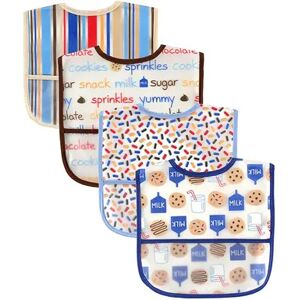 Luvable Friends Baby Boy Waterproof PEVA Bibs 4pk, Cookie, One Size, Brt Blue