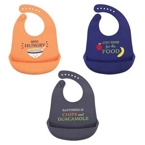 Hudson Baby Infant Boy Silicone Bibs 3pk, Miso Hungry, One Size, Brt Blue