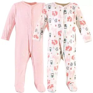 Hudson Baby Infant Girl Cotton Snap Sleep and Play 2pk, Girl Forest, Infant Girl's, Size: 6-9 Months, Med Pink