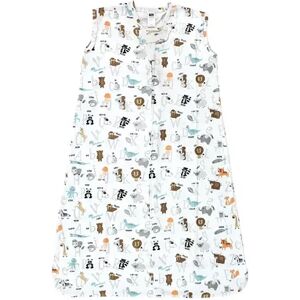 Hudson Baby Unisex Baby Cotton Sleeveless Wearable Sleeping Bag, Sack, Blanket, Alphabet Animals, Infant Unisex, Size: 6-12Months, White
