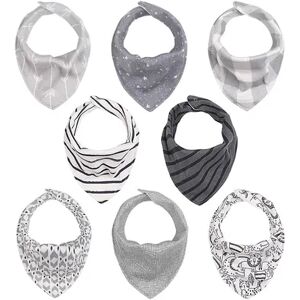 The Peanutshell 8-Pack Bandana Bibs, Size: Large, Grey