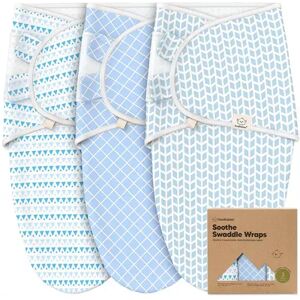 KeaBabies 3pk Organic Baby Swaddle Sleep Sacks, Newborn Baby Swaddles 0-3 Months, Ergonomic Wearable Swaddle Blanket, Infant Unisex, Blue