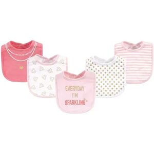Little Treasure Baby Girl Cotton Bibs 5pk, Sparkling, One Size, Med Pink