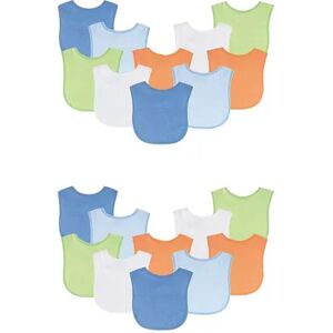 Luvable Friends Infant Boy Cotton Terry Bibs, Blue Orange 20-Piece, Brt Blue