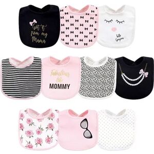 Little Treasure Baby Girl Cotton Bibs 10pk, Mama, One Size, Grey