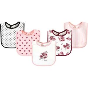 Hudson Baby Infant Girl Cotton Bibs, Rose, One Size, Med Pink