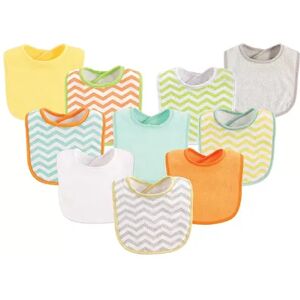 Luvable Friends Baby Cotton Terry Bibs 10pk, Neutral Chevron, One Size, Drk Orange