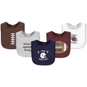 Hudson Baby Infant Boy Cotton Bibs, Brown Football, One Size, Red/Coppr