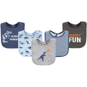 Hudson Baby Infant Boys Cotton Bibs, Dino Roar, One Size, Brt Blue