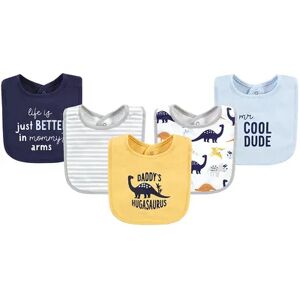 Hudson Baby Infant Boys Cotton Bibs, Hugasaurus, One Size, Brt Blue