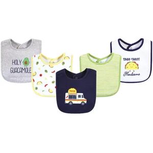 Hudson Baby Infant Boy Cotton Bibs, Taco Truck, One Size, Brt Blue