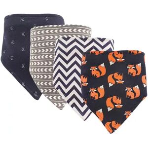 Hudson Baby Infant Boy Cotton Bandana Bibs 4pk, Foxy, One Size, Drk Orange