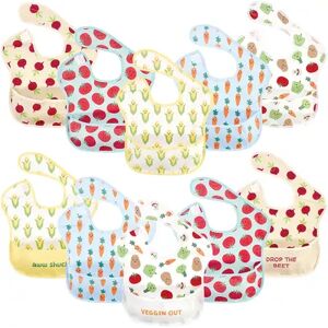Hudson Baby Infant Waterproof Polyester Bibs 10pk, Veggies, Feeder, Yellow