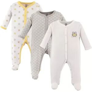 Luvable Friends Baby Snap Cotton Sleep and Play 3pk, Owl, Infant Unisex, Size: 6-9 Months, White