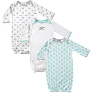 Luvable Friends Baby Unisex Cotton Gowns, Elephant, Infant Unisex, Size: 0-6 Months, Brt Blue