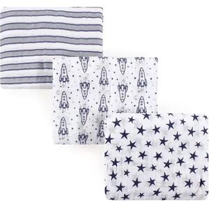 Hudson Baby Infant Boy Cotton Muslin Swaddle Blankets, Rocket Ship, One Size, Brt Blue