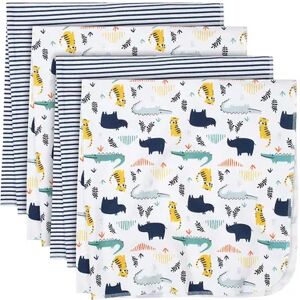 Just Born 4-pack Flannel Lions Swaddle Blankets, Blue