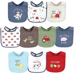 Hudson Baby Infant Boy Cotton Bibs, Boy Farm Animals, One Size, Brt Blue