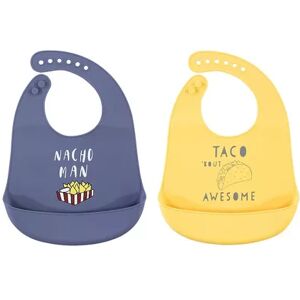 Hudson Baby Infant Boy Silicone Bibs 2pk, Nacho Man, One Size, Brt Blue