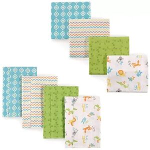 Luvable Friends Infant Boy Cotton Flannel Burp Cloths and Receiving Blankets, 8-Piece, Abc, One Size, Green