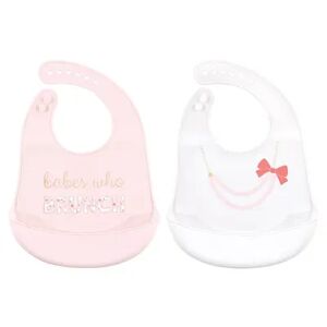 Little Treasure Baby Girl Silicone Bibs 2pk, Brunch, One Size, Med Pink