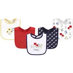 Hudson Baby Infant Girl Cotton Bibs, Wildflowers, One Size, Brt Blue