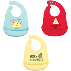 Hudson Baby Infant Boy Silicone Bibs 3pk, Tacos, One Size, Brt Red