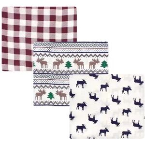 Little Treasure Baby Boy Cotton Muslin Swaddle Blankets, Moose Sweater, One Size, Brt Blue